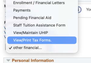 Screenshot of "other financial" drop-down list